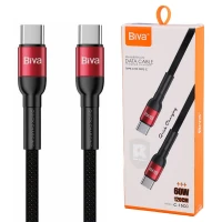 کابل تبدیل فست شارژ Biva C-15CC Type-C To Type-C 3A QC 60W 1.2m