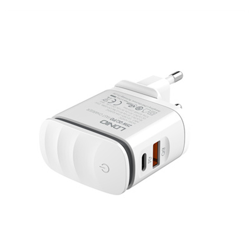 شارژر دیواری فست شارژ Ldnio A2423C 2Port 3A QC3.0 PD 25W + کابل تایپ سی