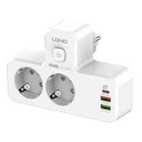 چند راهی 2 خانه برق الدینیو SE2337 + شارژر USB و Type-C