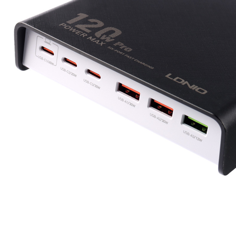 شارژر رومیزی فست شارژ Ldnio Q605 6Port 5A QC3.0 PD3.0 65W