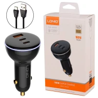 شارژر فندکی فست شارژ Ldnio C102 5A QC3.0 PD 100W + کابل تایپ سی