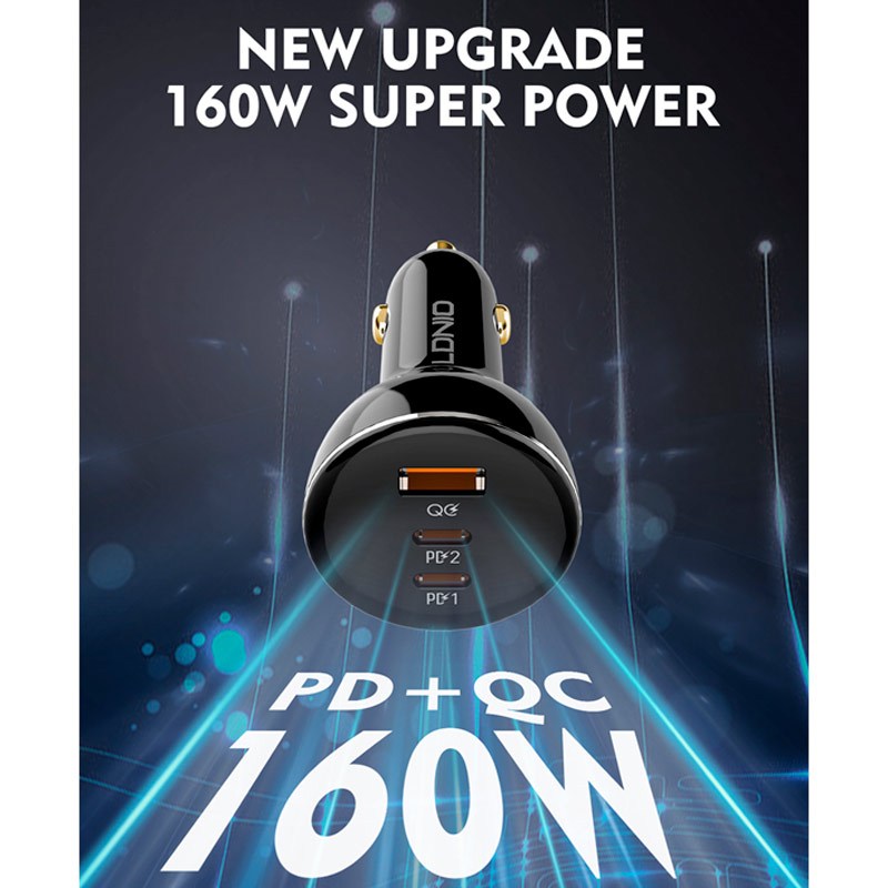 شارژر فندکی فست شارژ Ldnio C102 5A QC3.0 PD 100W + کابل تایپ سی