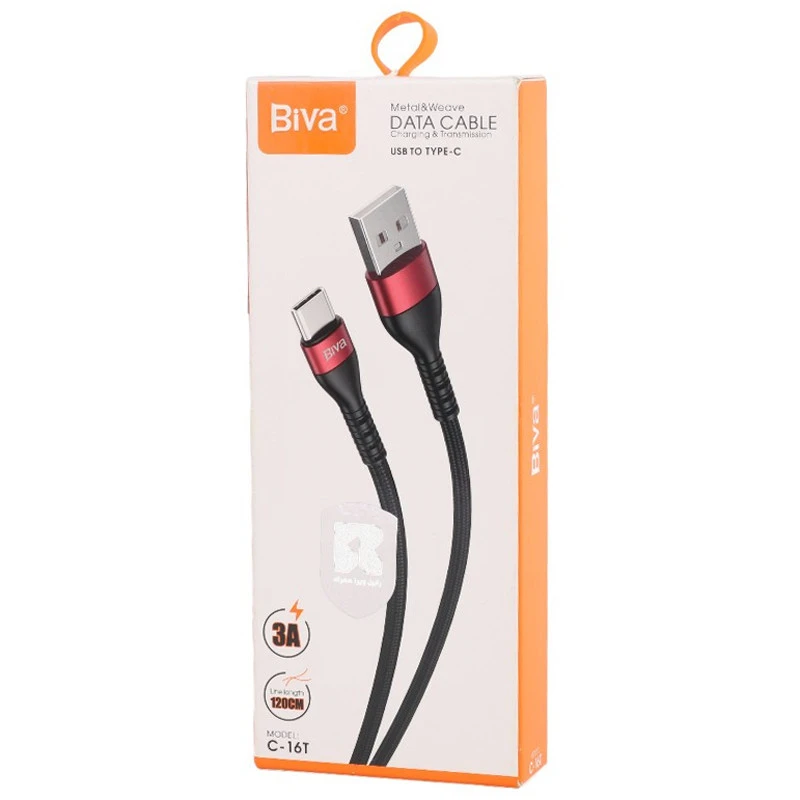 کابل تایپ سی فست شارژ Biva C-16T 3A 1.2m