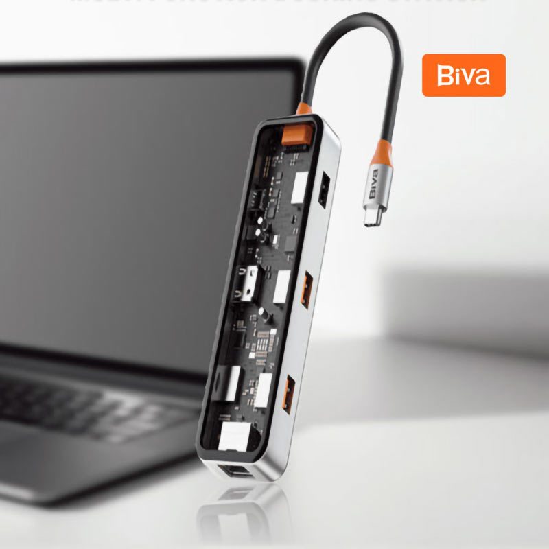 هاب و رم ریدر Biva HUB-03 Type-C To USB 3.0/USB2.0/HDMI/SD/Micro SD/Type-C PD