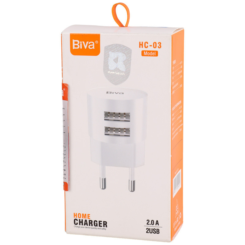 شارژر دیواری Biva HC-03 2Port 2A 10W + کابل میکرو یو اس بی