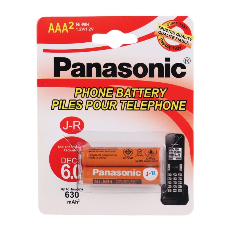 باتری دوتایی نیم قلمی شارژی Panasonic NI-MH J-R AAA 630mAh