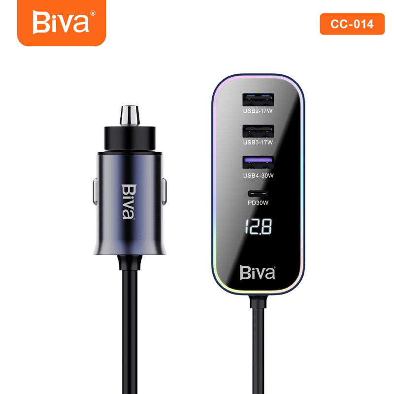 شارژر فندکی فست شارژ Biva CC-014 5Port 3.4A QC3.0 PD 107W