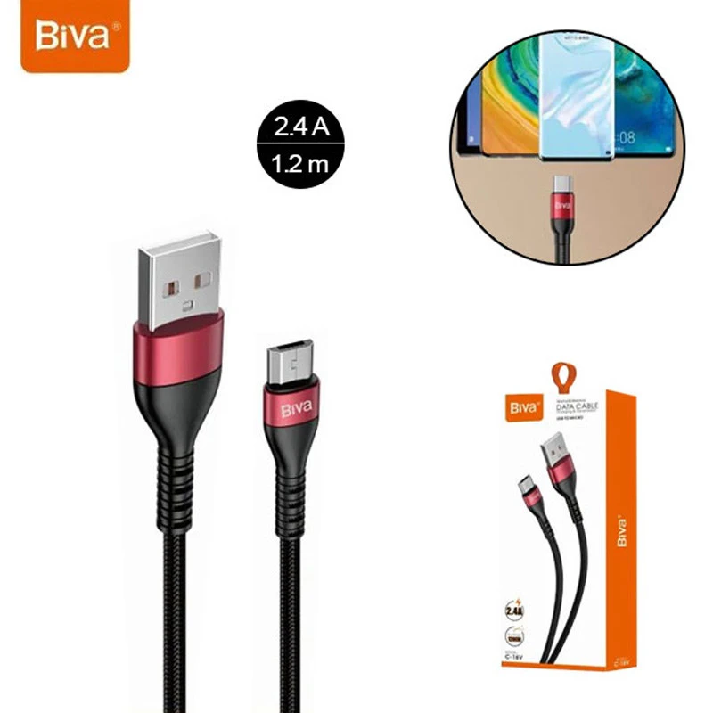 کابل میکرو یو اس بی Biva C-16V 2.4A 1.2m