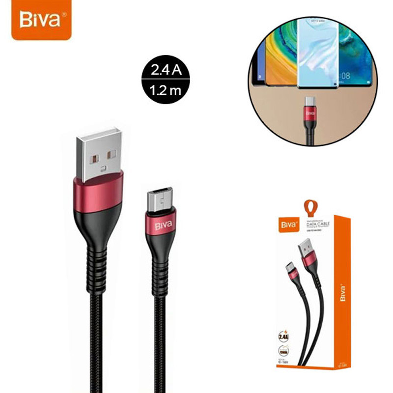 کابل میکرو یو اس بی Biva C-16V 2.4A 1.2m