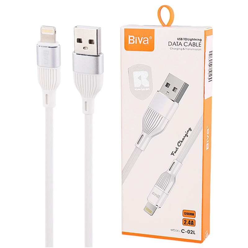 کابل آیفونی فست شارژ Biva C-02L 2.4A 1.2m