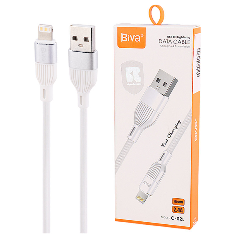 کابل آیفونی فست شارژ Biva C-02L 2.4A 1.2m