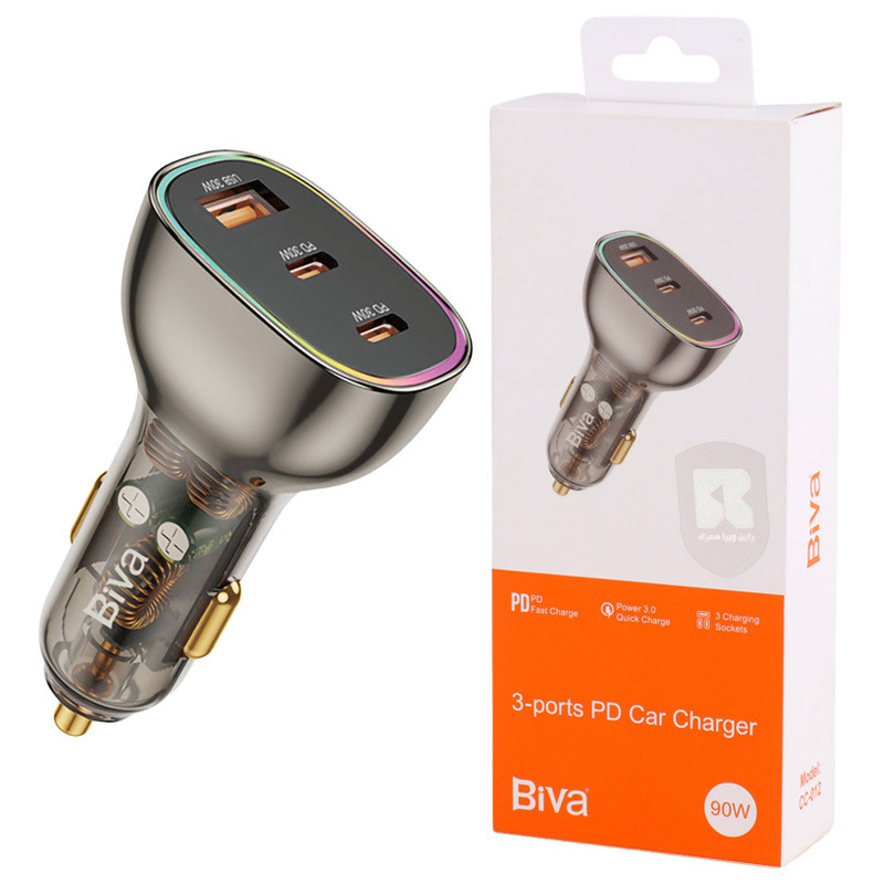 شارژر فندکی Biva CC-012 3A QC3.0 PD 90W