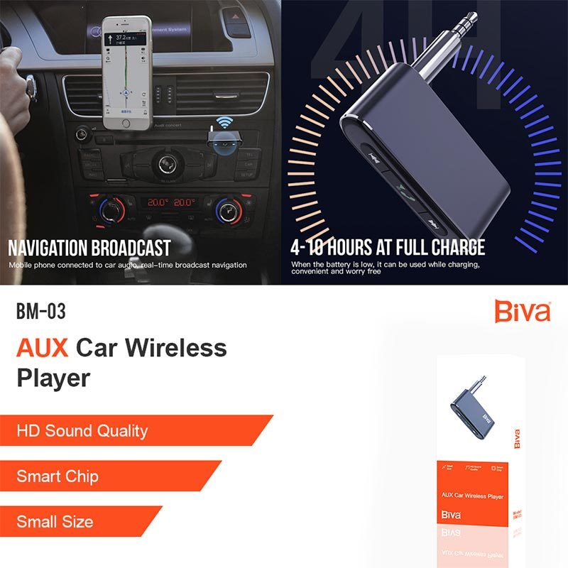 دانگل بلوتوث خودرو شارژی Biva BM-03 AUX
