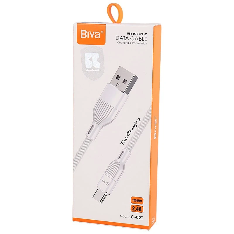 کابل تایپ سی فست شارژ Biva C-02T 2.4A 1.2m
