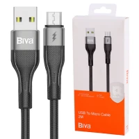 کابل میکرو یو اس بی فست شارژ Biva C-20V 3A 2m