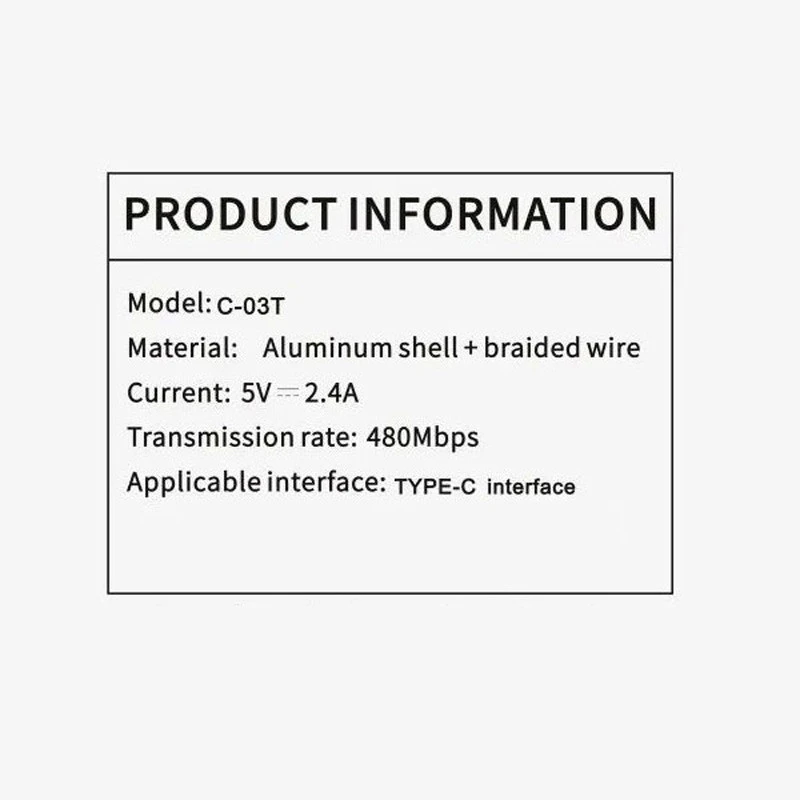 کابل تایپ سی Biva C-03T 2.4A 1.2m