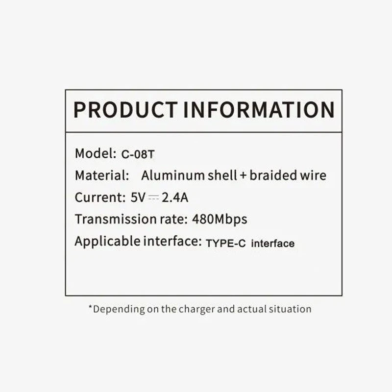 کابل تایپ سی Biva C-08T 2.4A 1.2m