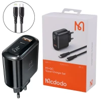 شارژر دیواری فست شارژ Mcdodo LCH-717 2Port 3A QC3.0 PD3.0 20W + کابل آیفونی
