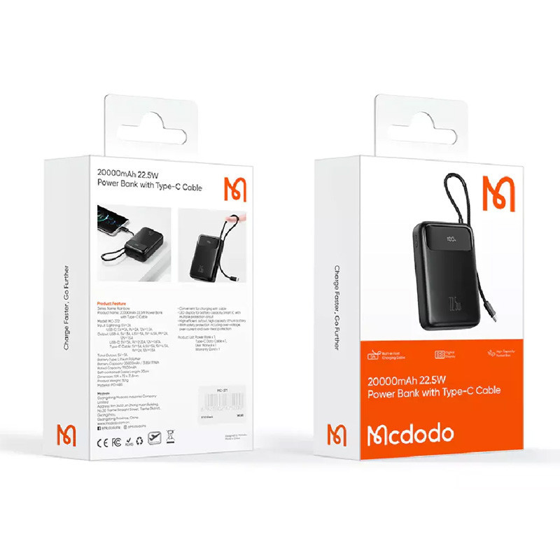 پاور بانک فست شارژ 20000 مک دودو Mcdodo MC-372 QC3.0 PD3.0 22.5W
