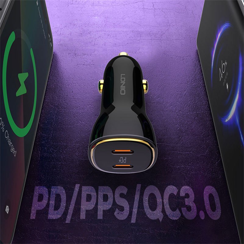 شارژر فندکی فست شارژ Ldnio C104 3A PD 60W + کابل تایپ سی