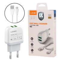 شارژر دیواری فست شارژ Ldnio A2218 2.4A 12W + کابل تایپ سی