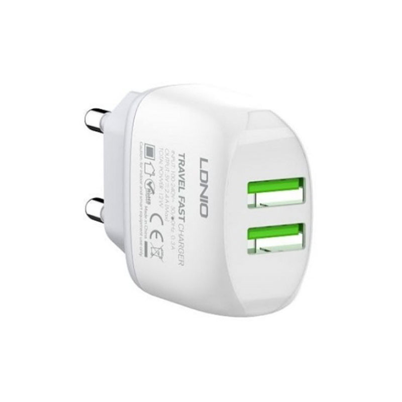 شارژر دیواری فست شارژ Ldnio A2218 2.4A 12W + کابل تایپ سی