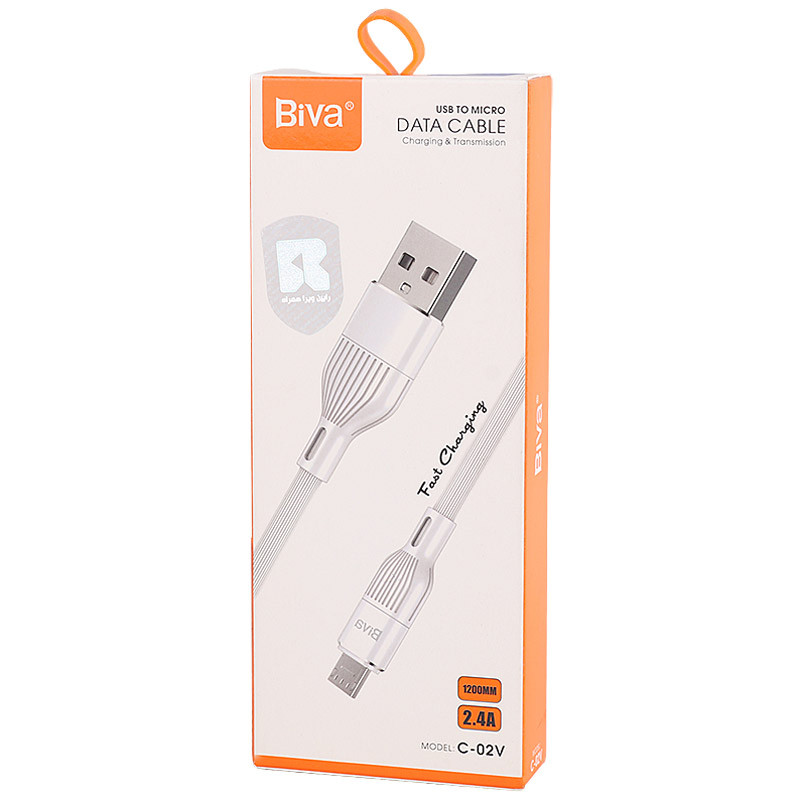 کابل میکرو یو اس بی فست شارژ Biva C-02V 2.4A 1.2m