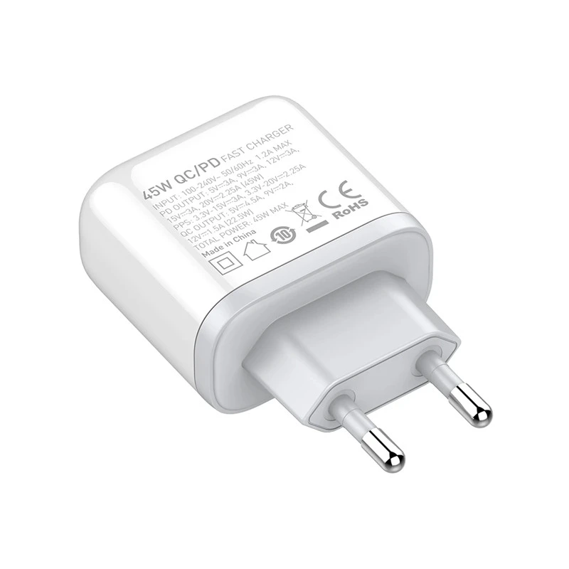 شارژر دیواری فست شارژ Ldnio A2526C 2Port 3A QC4.0 PD 45W + کابل تایپ سی