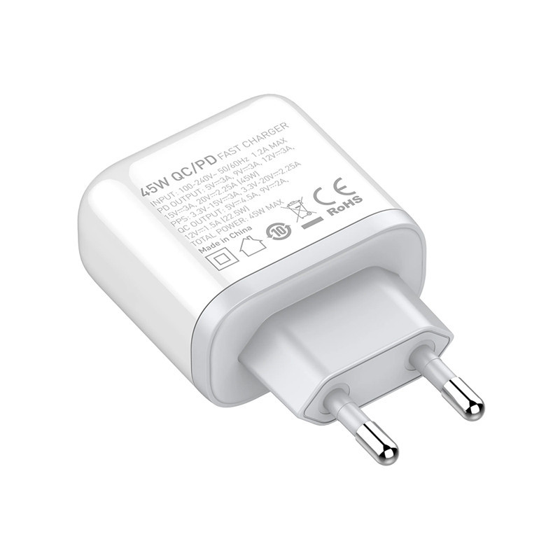شارژر دیواری فست شارژ Ldnio A2526C 2Port 3A QC4.0 PD 45W + کابل تایپ سی