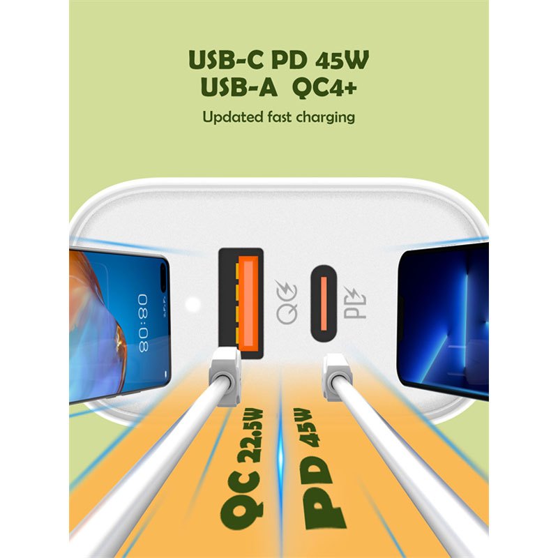 شارژر دیواری فست شارژ Ldnio A2526C 2Port 3A QC4.0 PD 45W + کابل تایپ سی