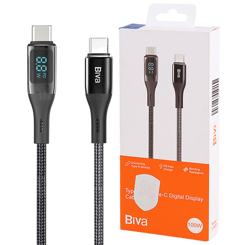 کابل تبدیل فست شارژ Biva C-24CC Type-C To Type-C PD 100W 1.5m