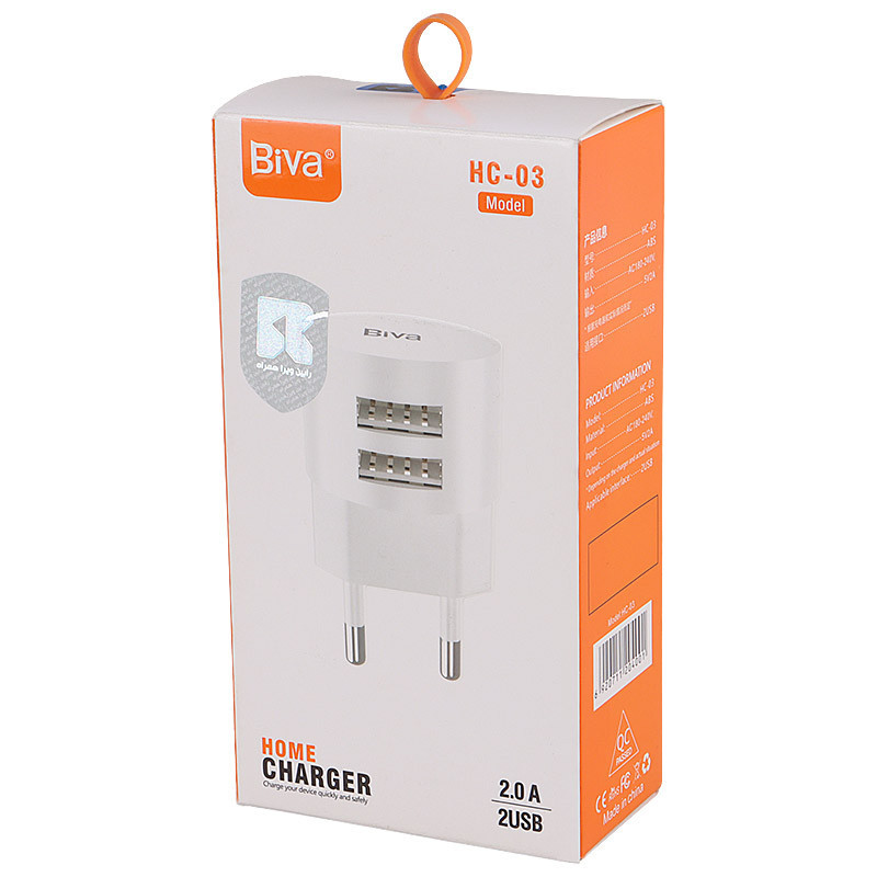 شارژر دیواری Biva HC-03 2Port 2A 10W + کابل تایپ سی