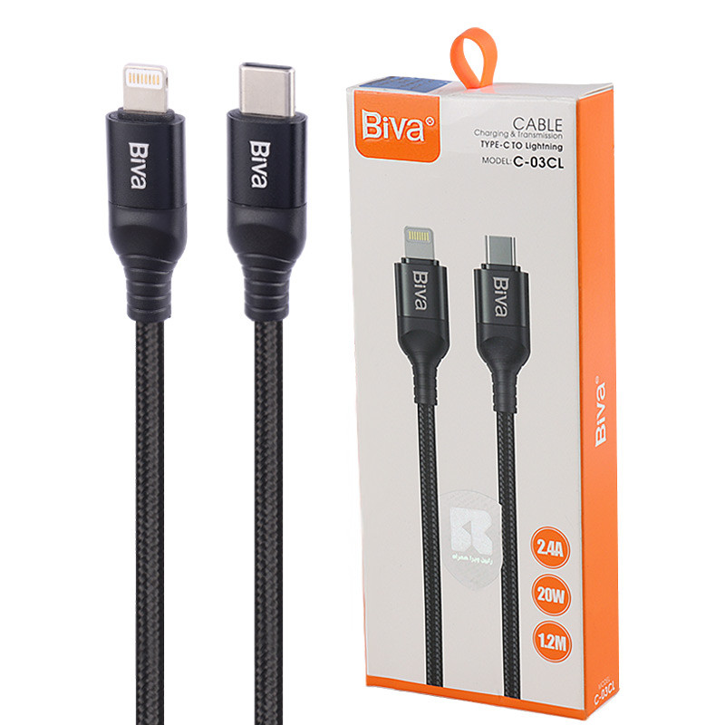 کابل تبدیل فست شارژ Biva C-03CL Type-C To Lightning 2.4A 20W 1.2m