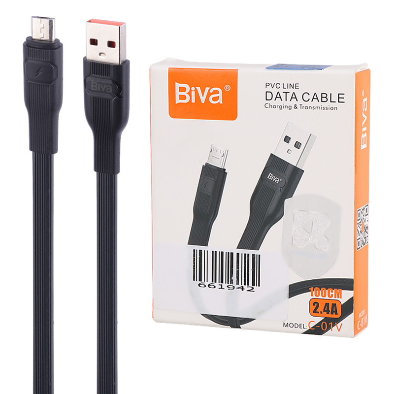 کابل میکرو یو اس بی فست شارژ Biva C-01V 2.4A 1m