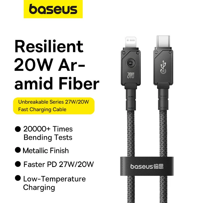 کابل تبدیل فست شارژ Baseus Unbreakable Series P10355803111-00 Type-C To Lightning PD 20W 1m