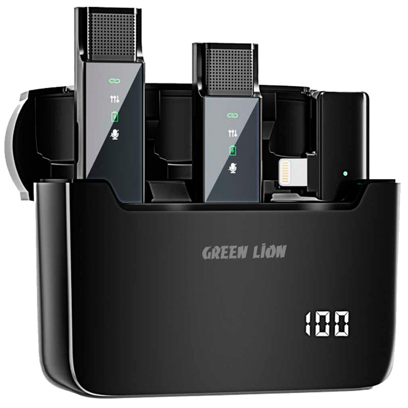 میکروفون یقه ای بی سیم Green Lion GN2IN1DDMLTBK Lightning