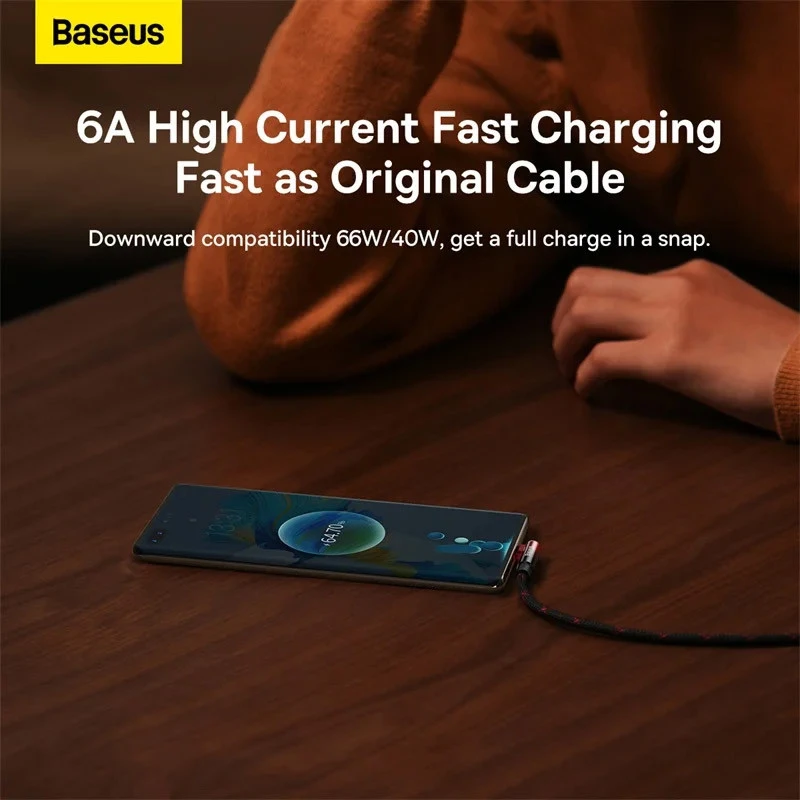 کابل تایپ سی فست شارژ Baseus CB000011 6A 100W 2m یکسر L