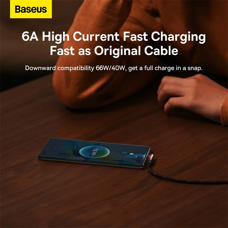 کابل تایپ سی فست شارژ Baseus CB000011 6A 100W 2m یکسر L