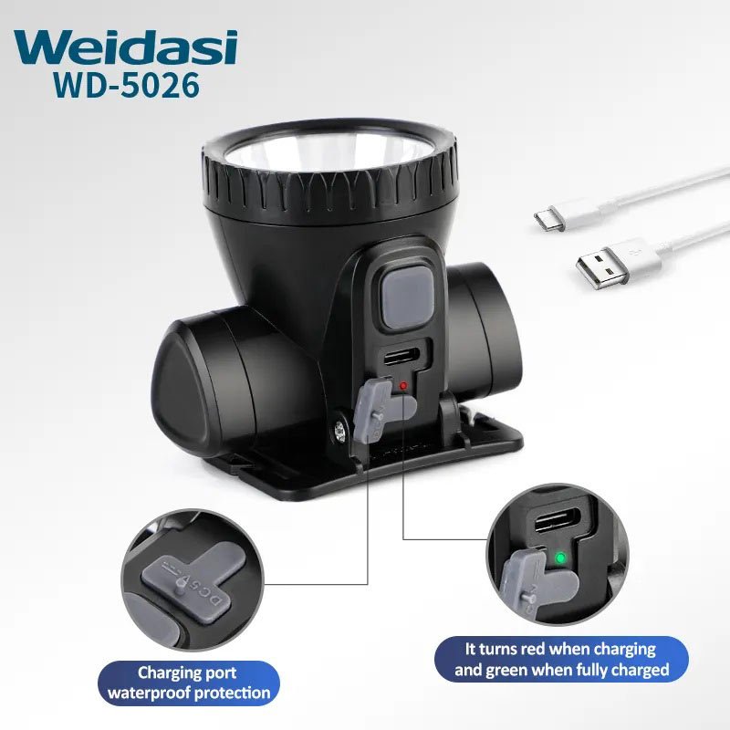 چراغ قوه پیشانی هدلایت شارژی Weidasi WD-5026