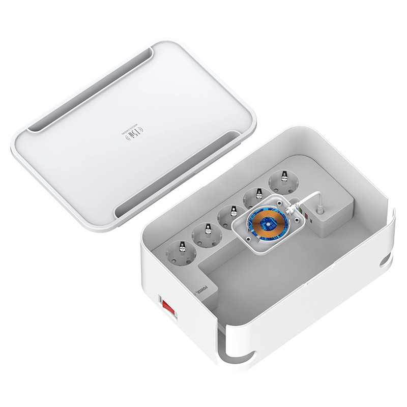 چند راهی برق و شارژر وایرلس الدینیو SN5310W با کابل 2 متری + شارژر USB و Type-C