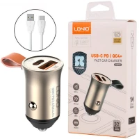 شارژر فندکی فست شارژ Ldnio C509Q 5A QC4.0 PD3.0 30W + کابل تایپ سی