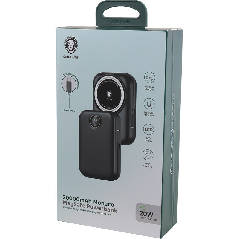 پاور بانک بی سیم فست شارژ 20000 گرین لاین Green Lion Monaco PD 20W