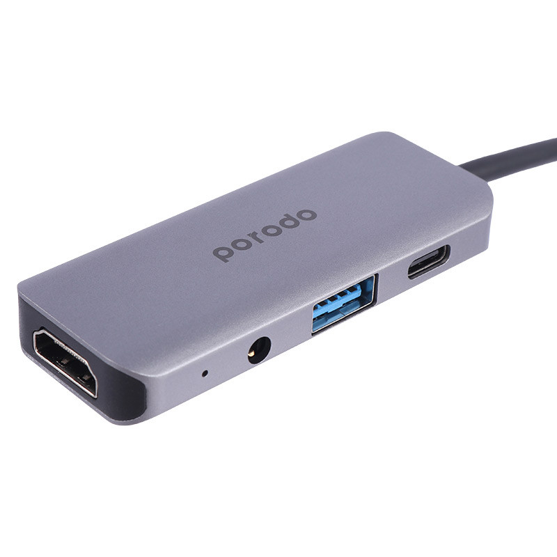 هاب Porodo PD-41CHB Type-C To USB 3.0/HDMI/AUX/Type-C PD
