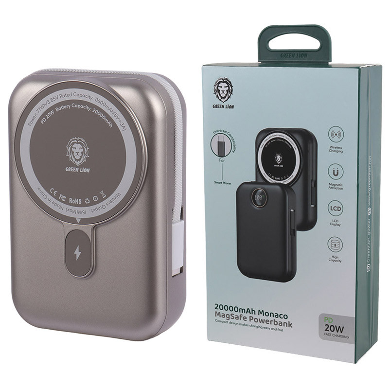 پاور بانک بی سیم فست شارژ 20000 گرین لاین Green Lion Monaco PD 20W