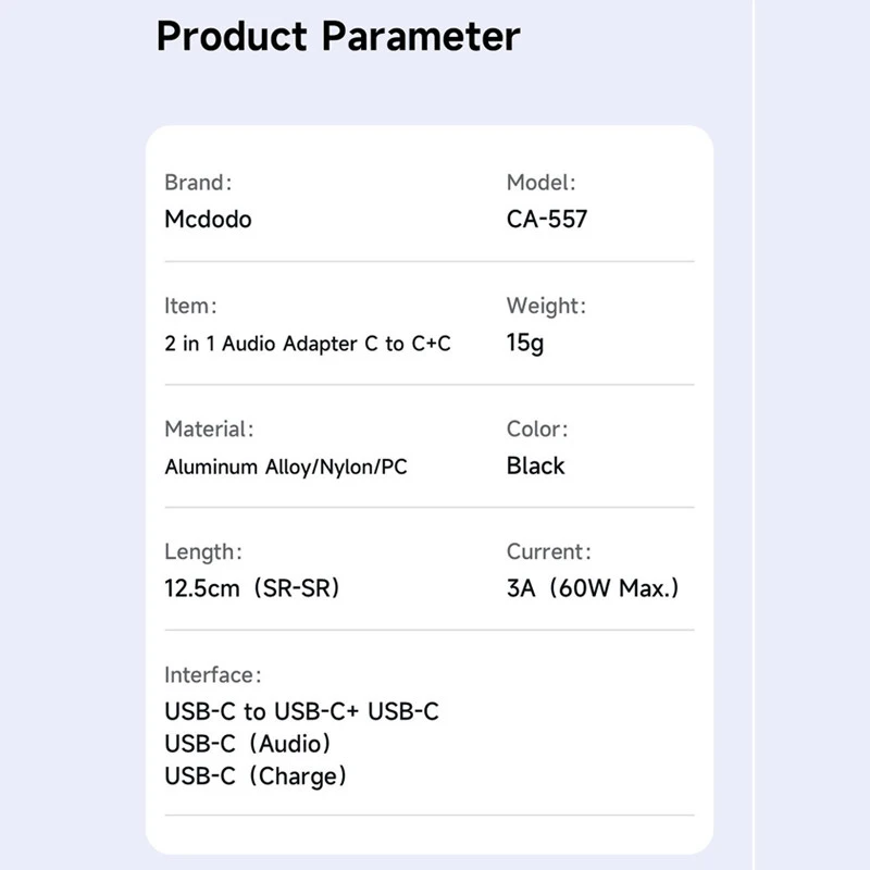 تبدیل Mcdodo CA-557 Type-C To Dual Type-C