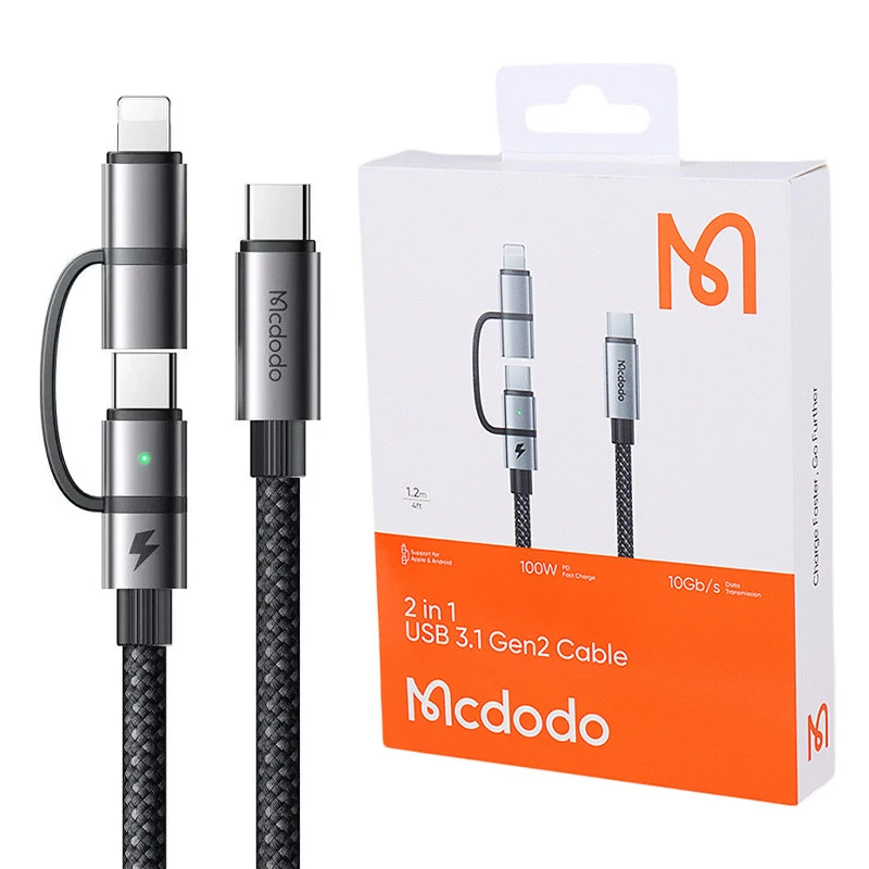 کابل تبدیل فست شارژ Mcdodo CA-0450 Type-C To Type-C / Lightning 5A 100W 1.2m