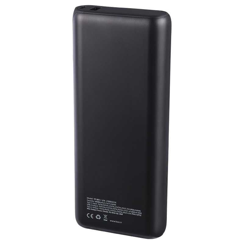 پاور بانک فست شارژ تسکو TP 883 QC3.0 PD 65W ظرفیت 19200 میلی آمپر ساعت