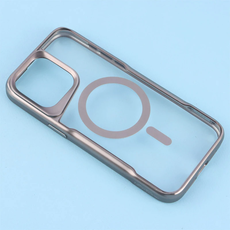 قاب طرح تیتانیوم شفاف Joyporodo مگ سیف iPhone 15 Pro Max