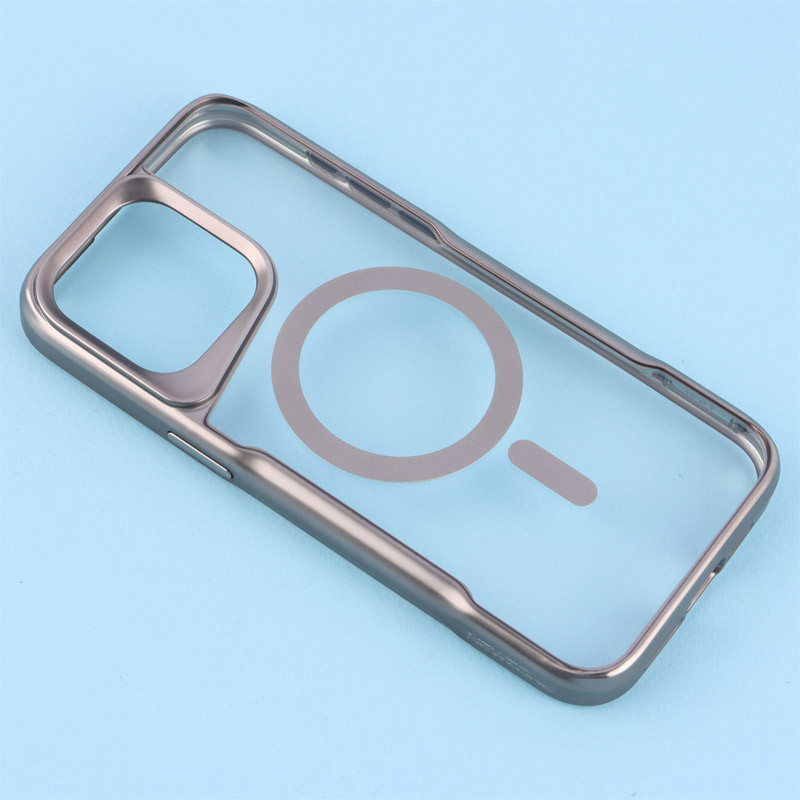 قاب طرح تیتانیوم شفاف Joyporodo مگ سیف iPhone 15 Pro Max