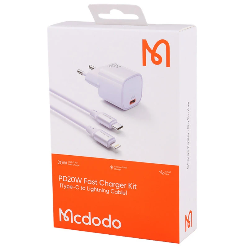 شارژر دیواری فست شارژ Mcdodo CH-404 3A PD 20W + کابل آیفونی